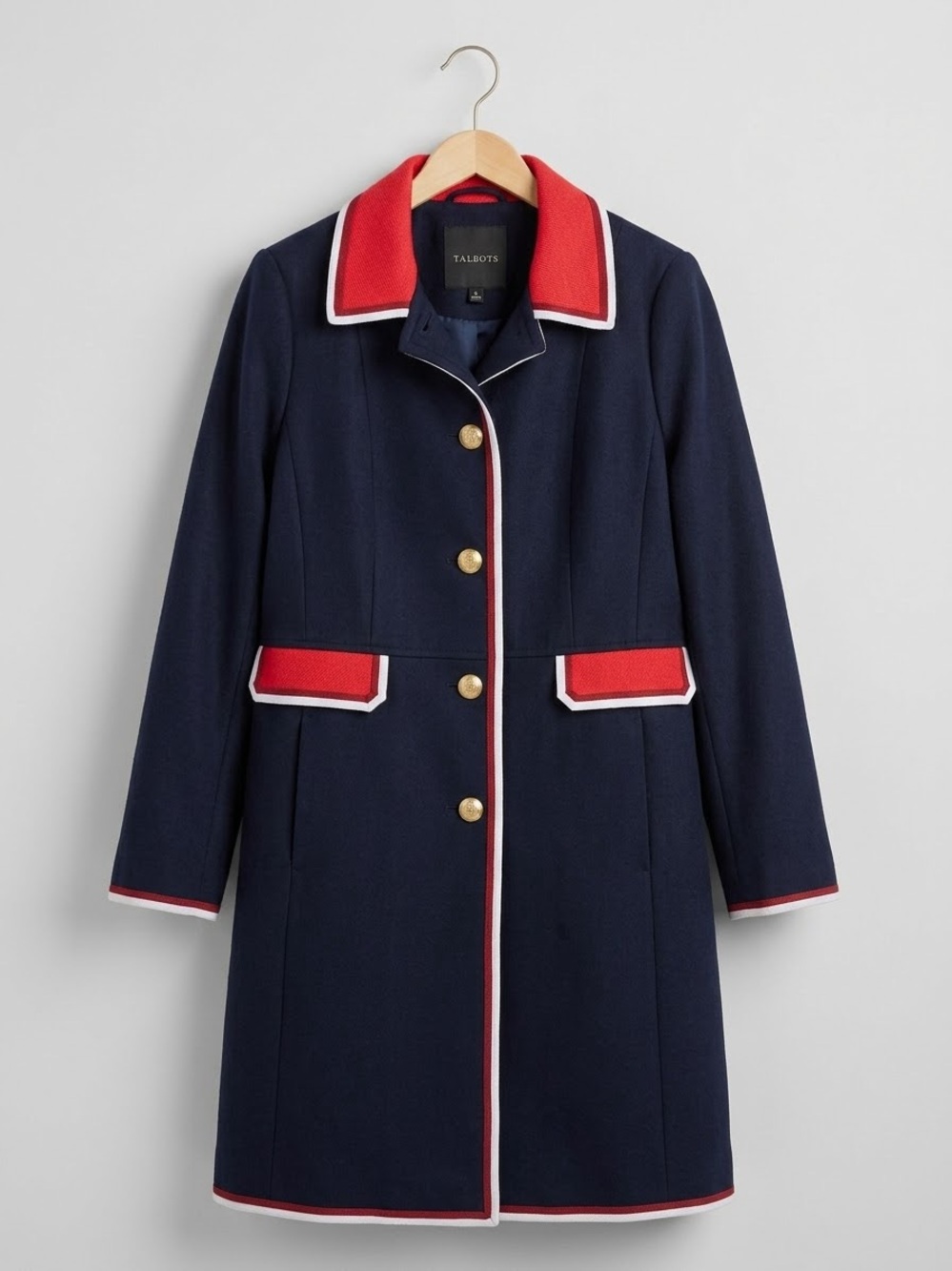 Talbots Navy Blue Peacoat with Red Trim